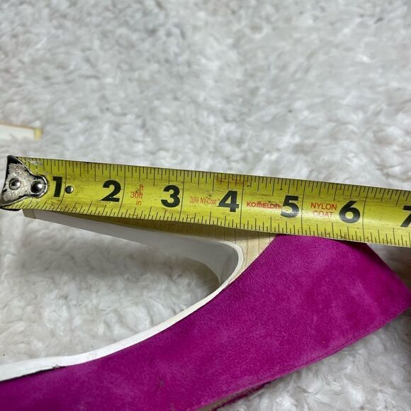 BCBG Generation Pinkie leather suede hot pink slip on heels pointed toe Size 9.5 - Picture 9 of 11